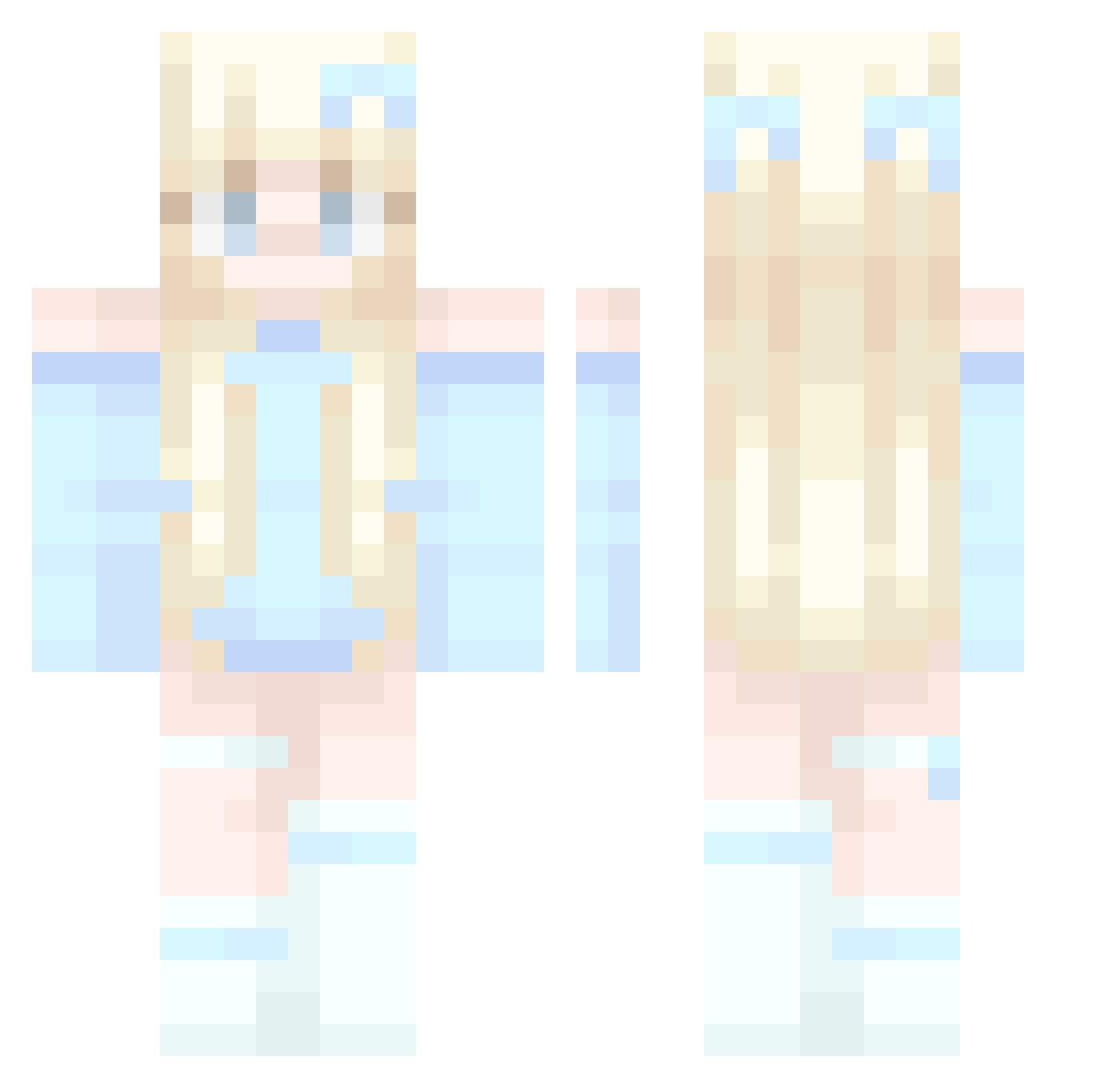 Spinncake Minecraft skin, front and back view