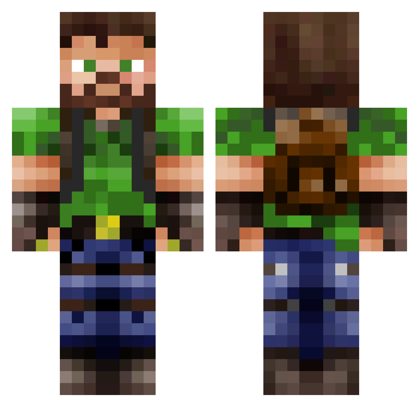 JackTales Minecraft skin, front and back view