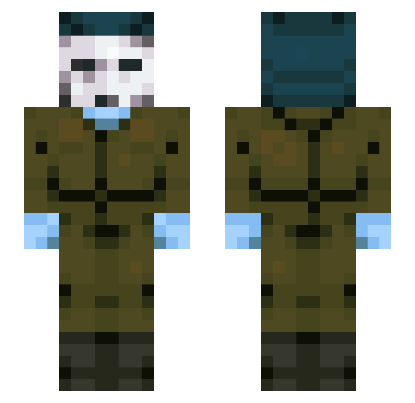 PEON12 Minecraft skin, front and back view