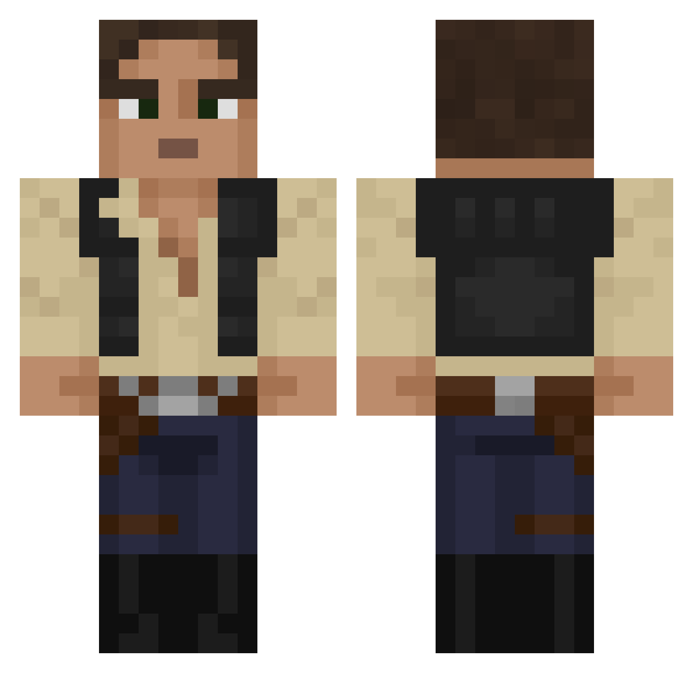 UncleAaron Minecraft skin, front and back view