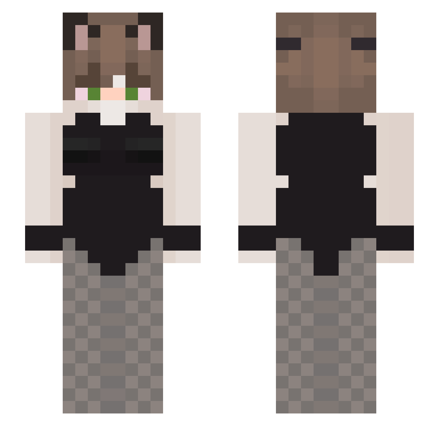 JustusHFM Minecraft skin, front and back view