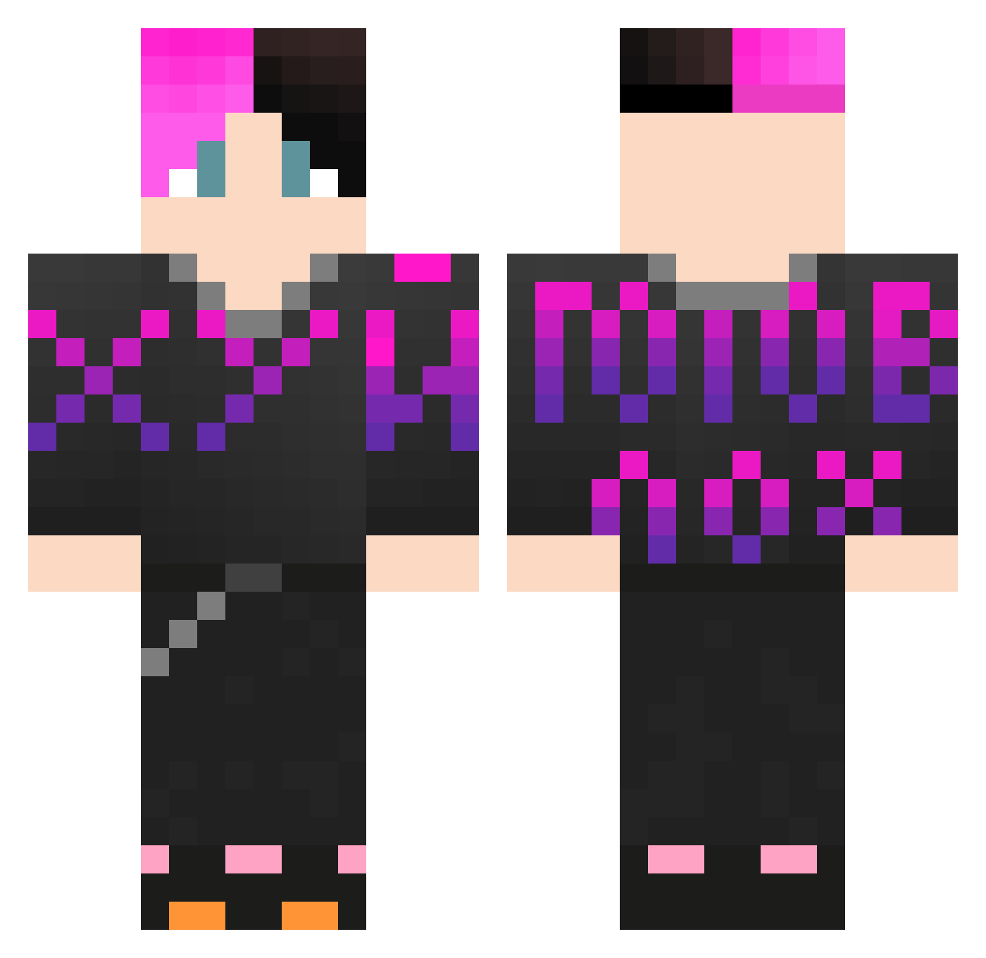fArcer Minecraft skin, front and back view