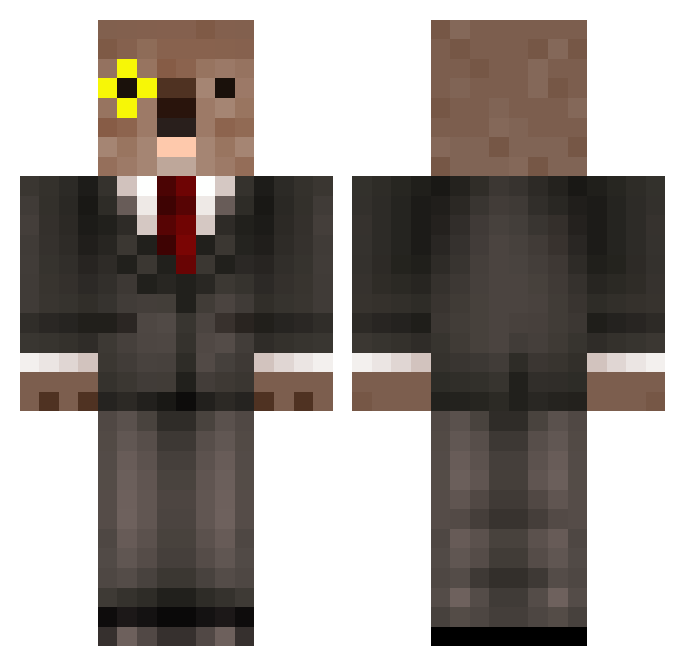 SirWombat Minecraft skin, front and back view