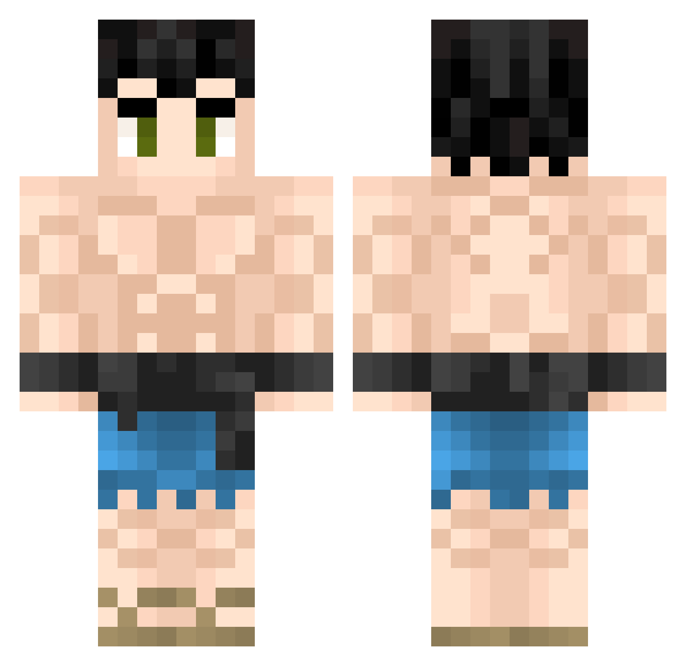 Teros_Blue Minecraft skin, front and back view