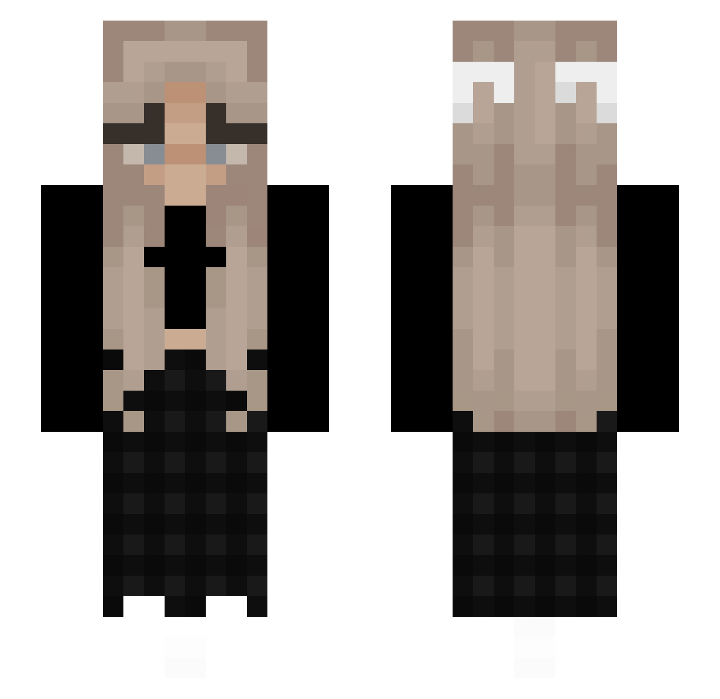 xItzfre Minecraft skin, front and back view