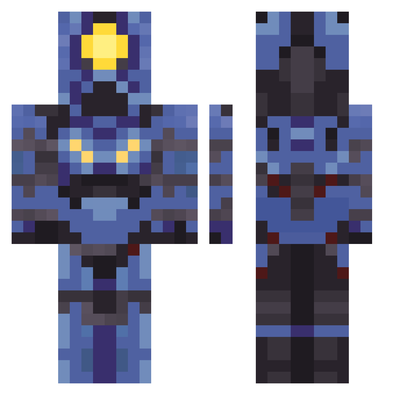 Diamante69420 Minecraft skin, front and back view