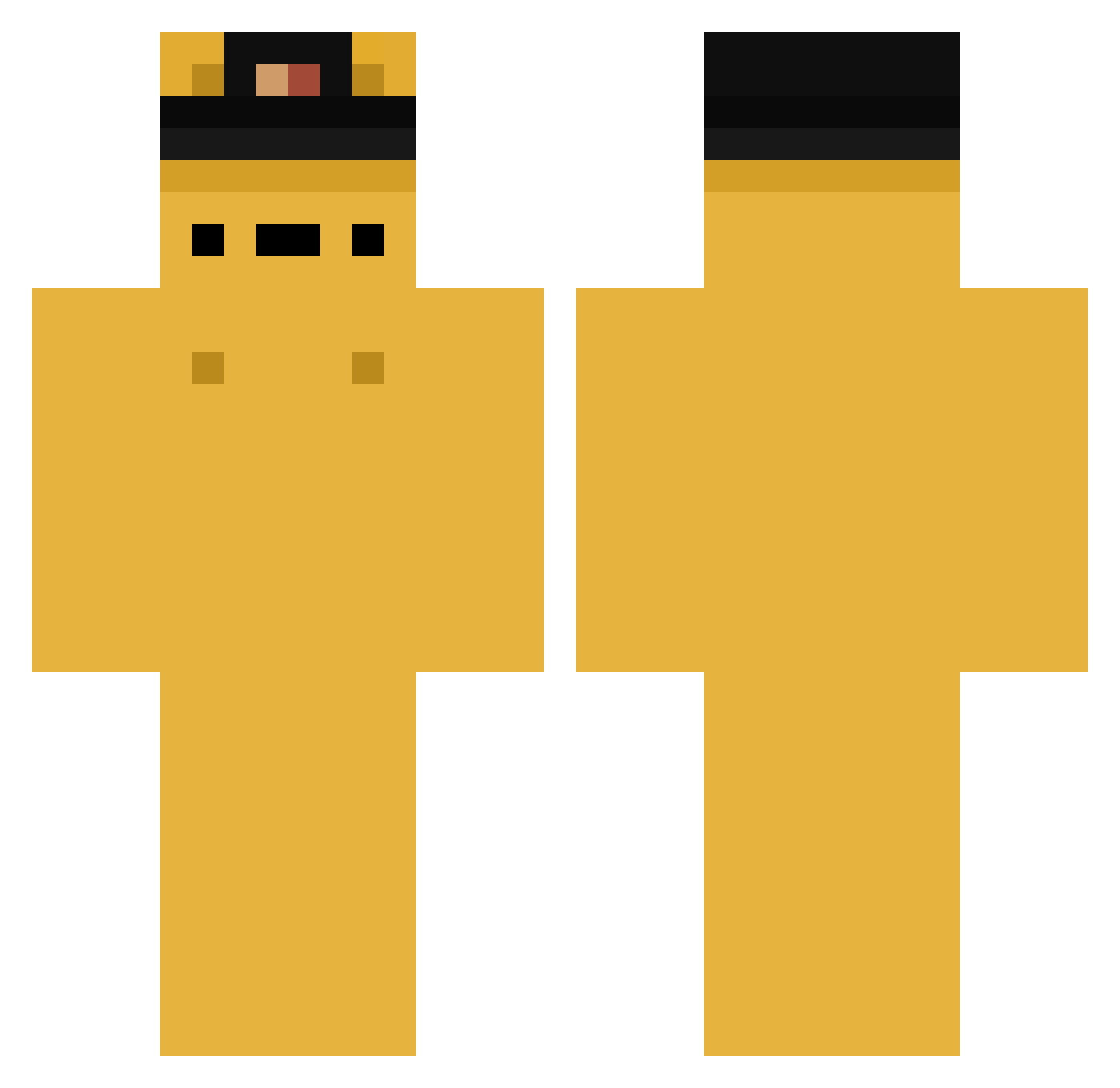 Fuzzier Minecraft skin, front and back view