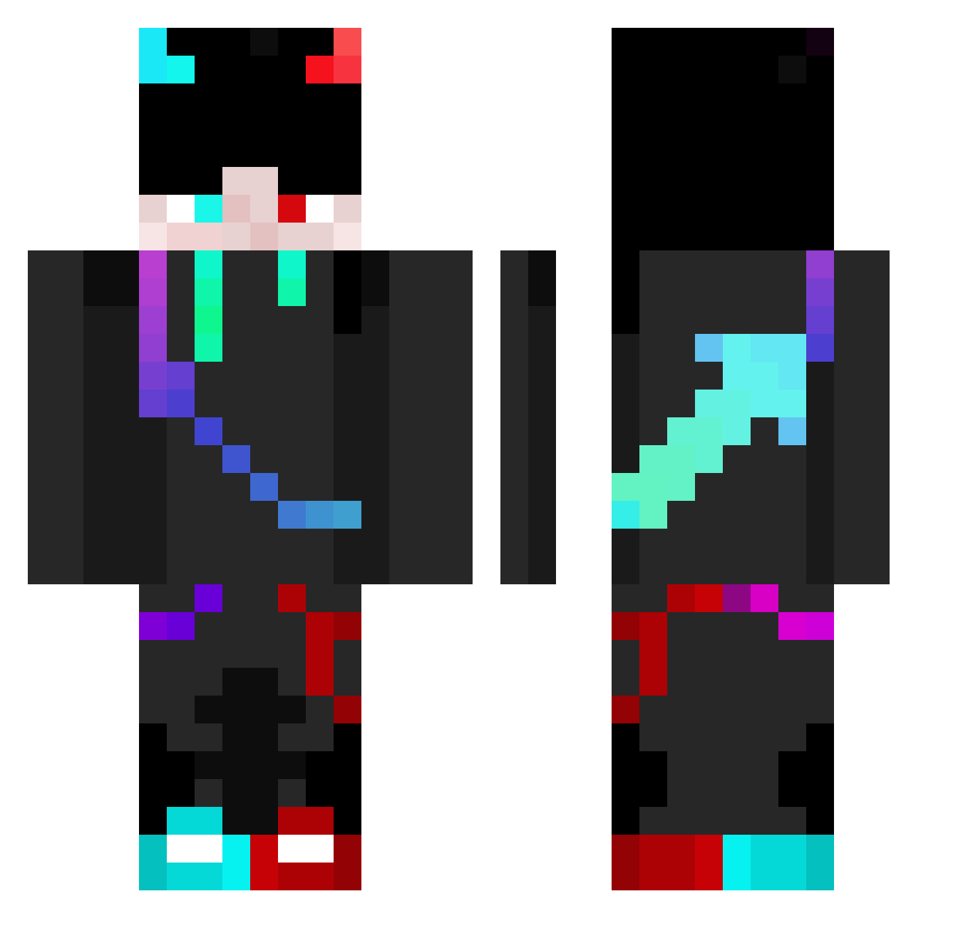 Megacat537 Minecraft skin, front and back view