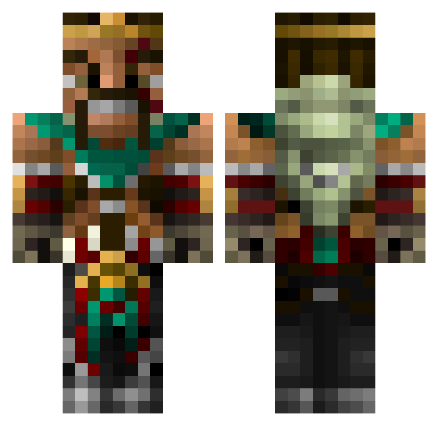 Sinsuedo Minecraft skin, front and back view