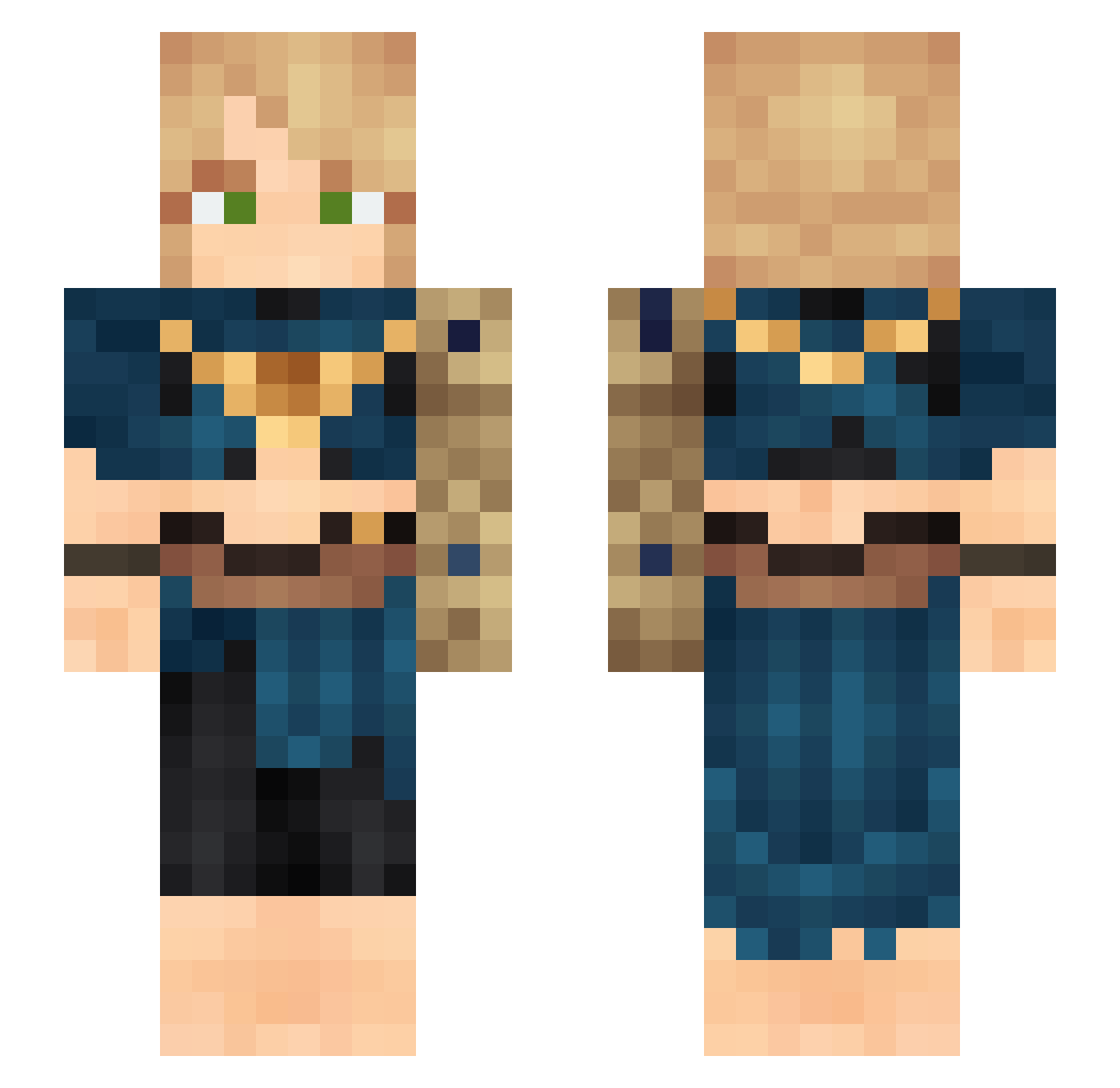 GAHST Minecraft skin, front and back view