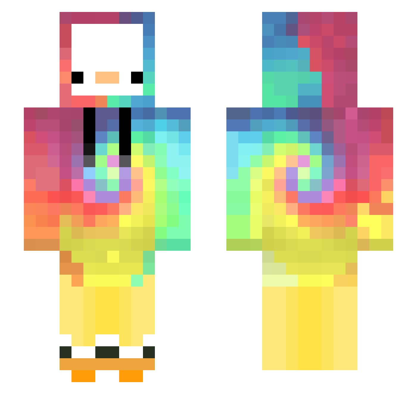 NioNights Minecraft skin, front and back view