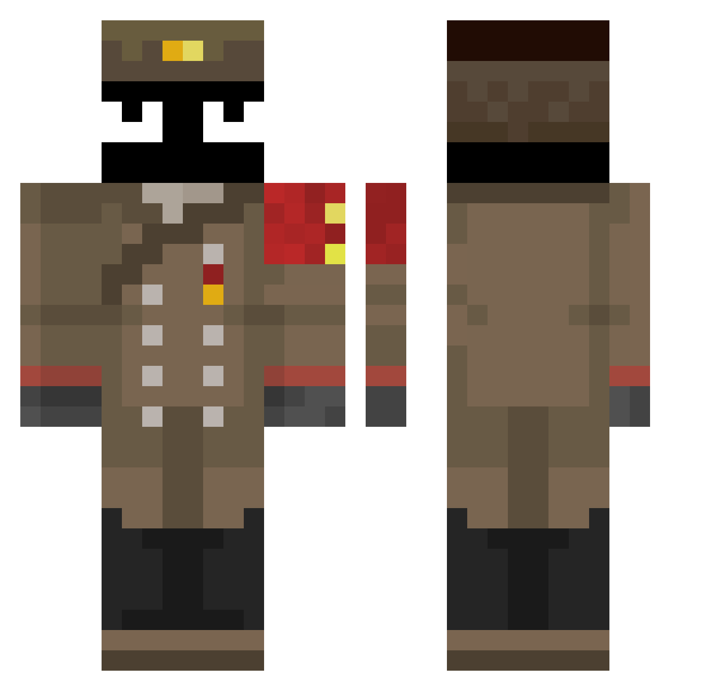 Man_Fry Minecraft skin, front and back view
