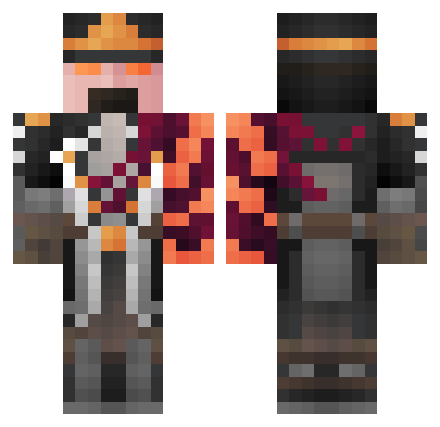 Knodden Minecraft skin, front and back view