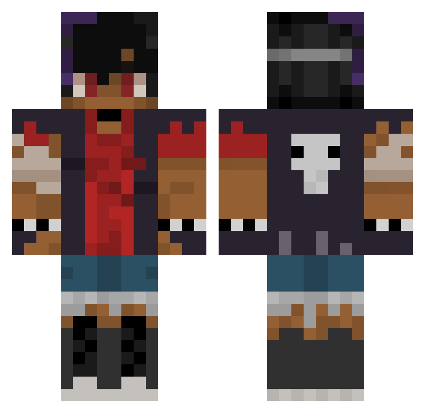 RiverRidge Minecraft skin, front and back view