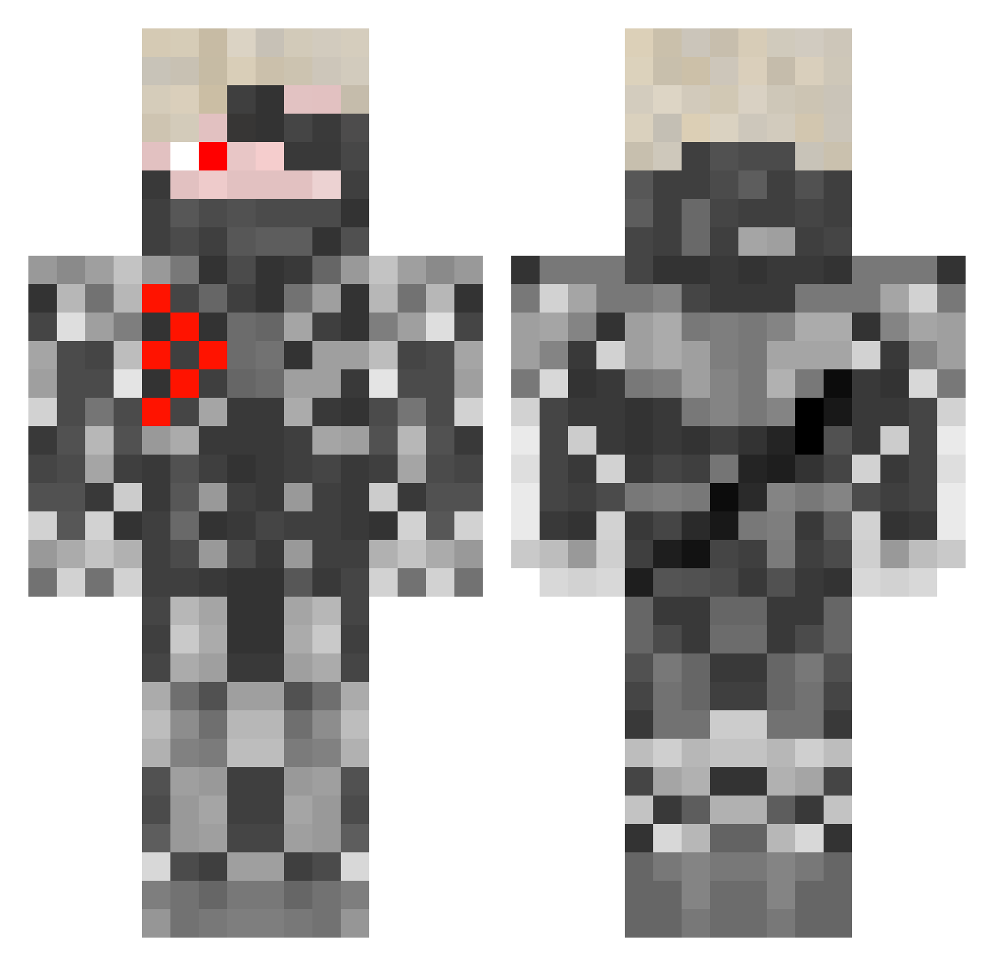 Escarp Minecraft skin, front and back view