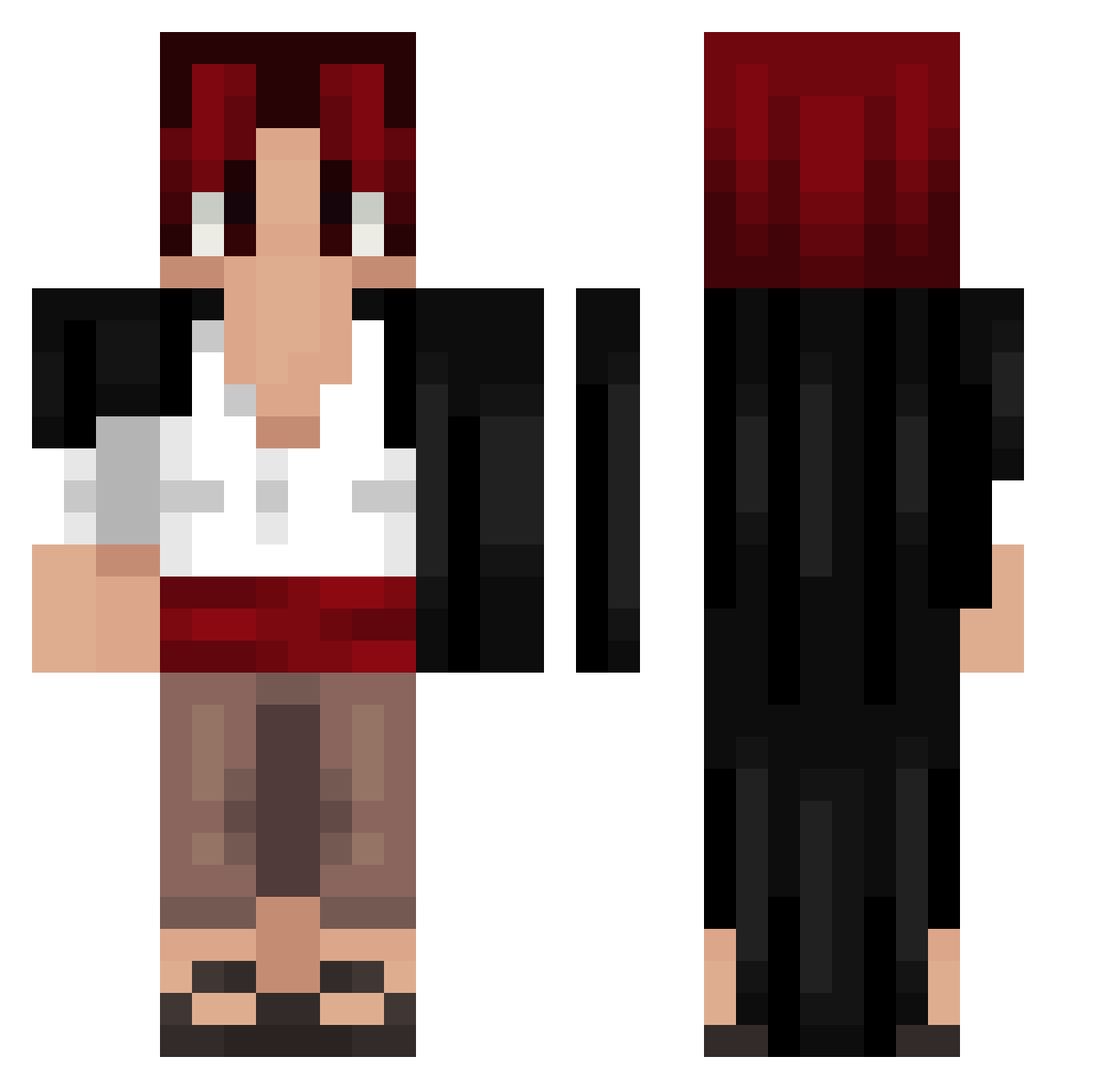 lookfarr Minecraft skin, front and back view