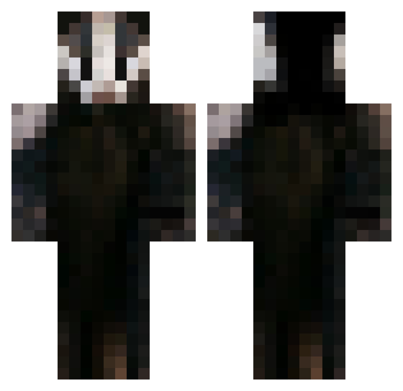 serioustreasure Minecraft skin, front and back view