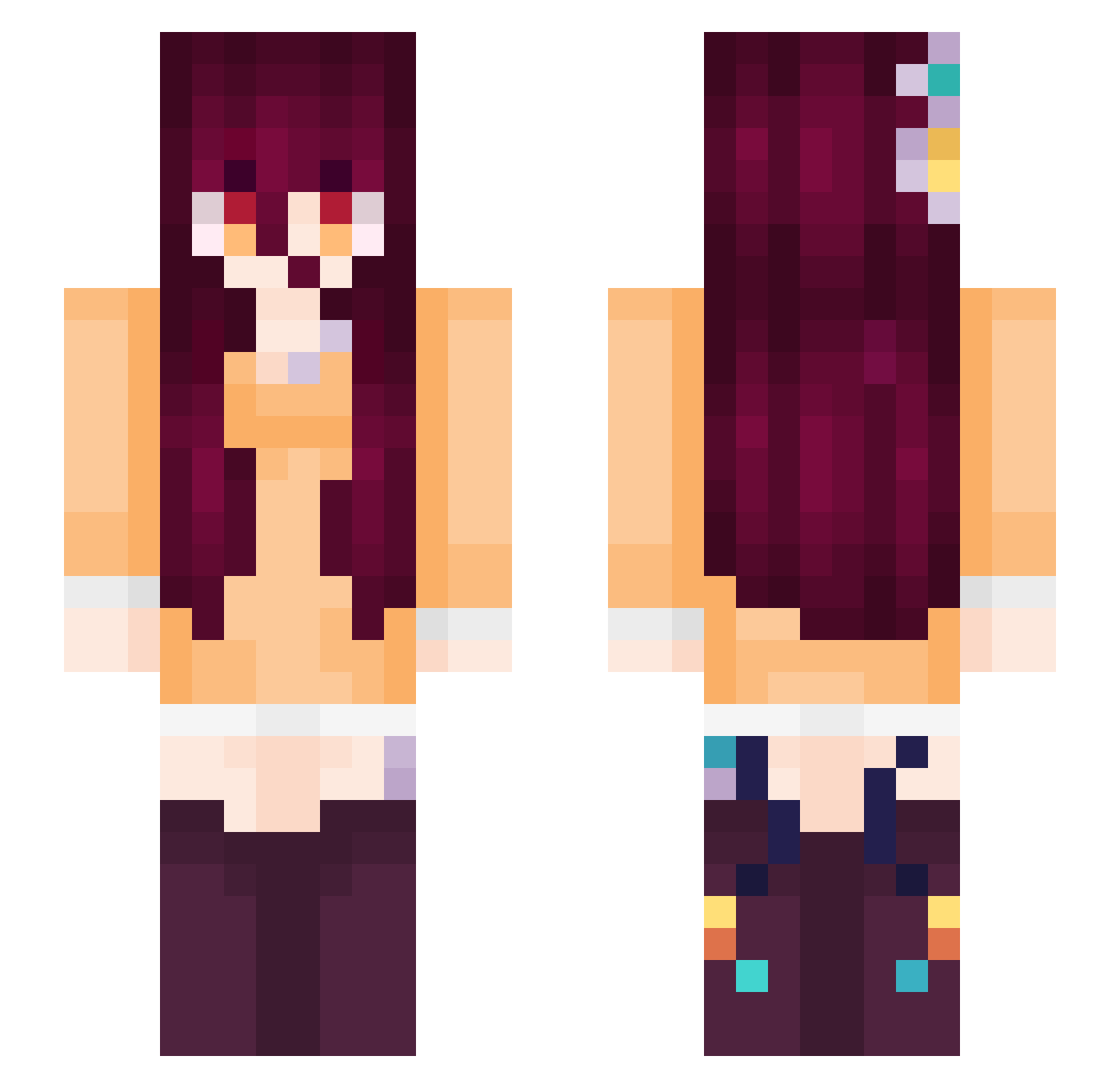 Shuvi Minecraft skin, front and back view