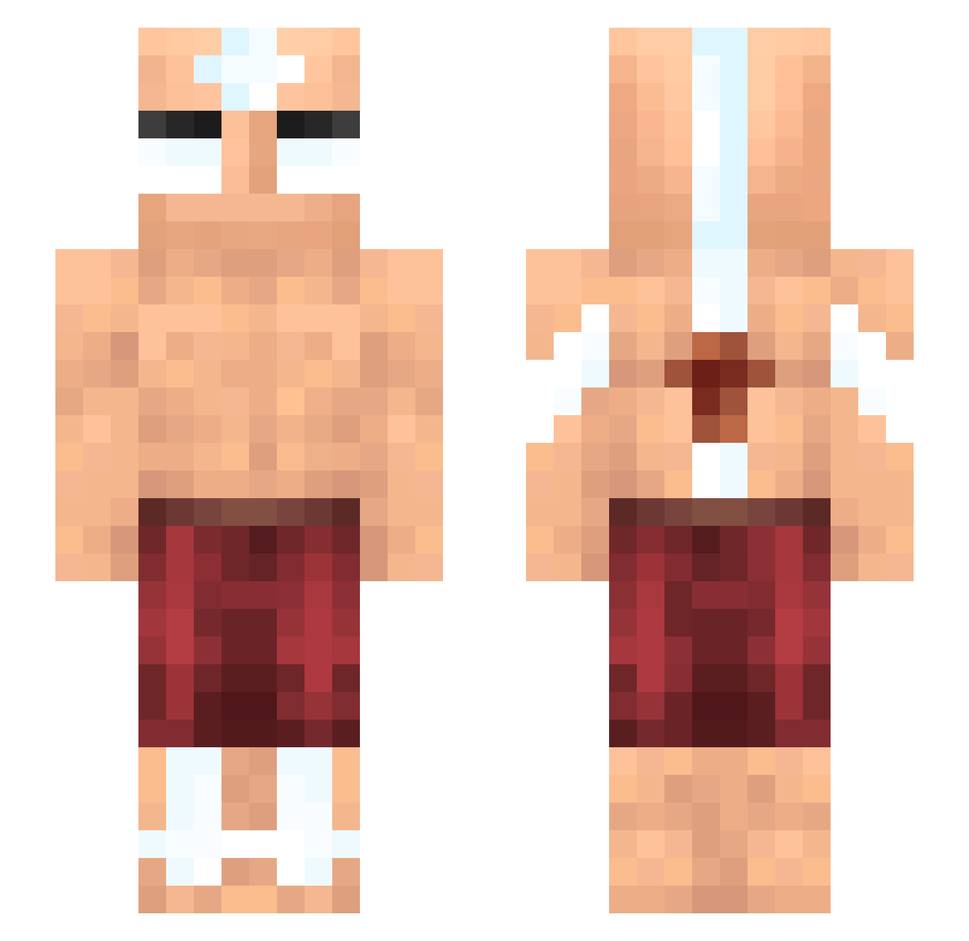 andrewsqLIVE Minecraft skin, front and back view