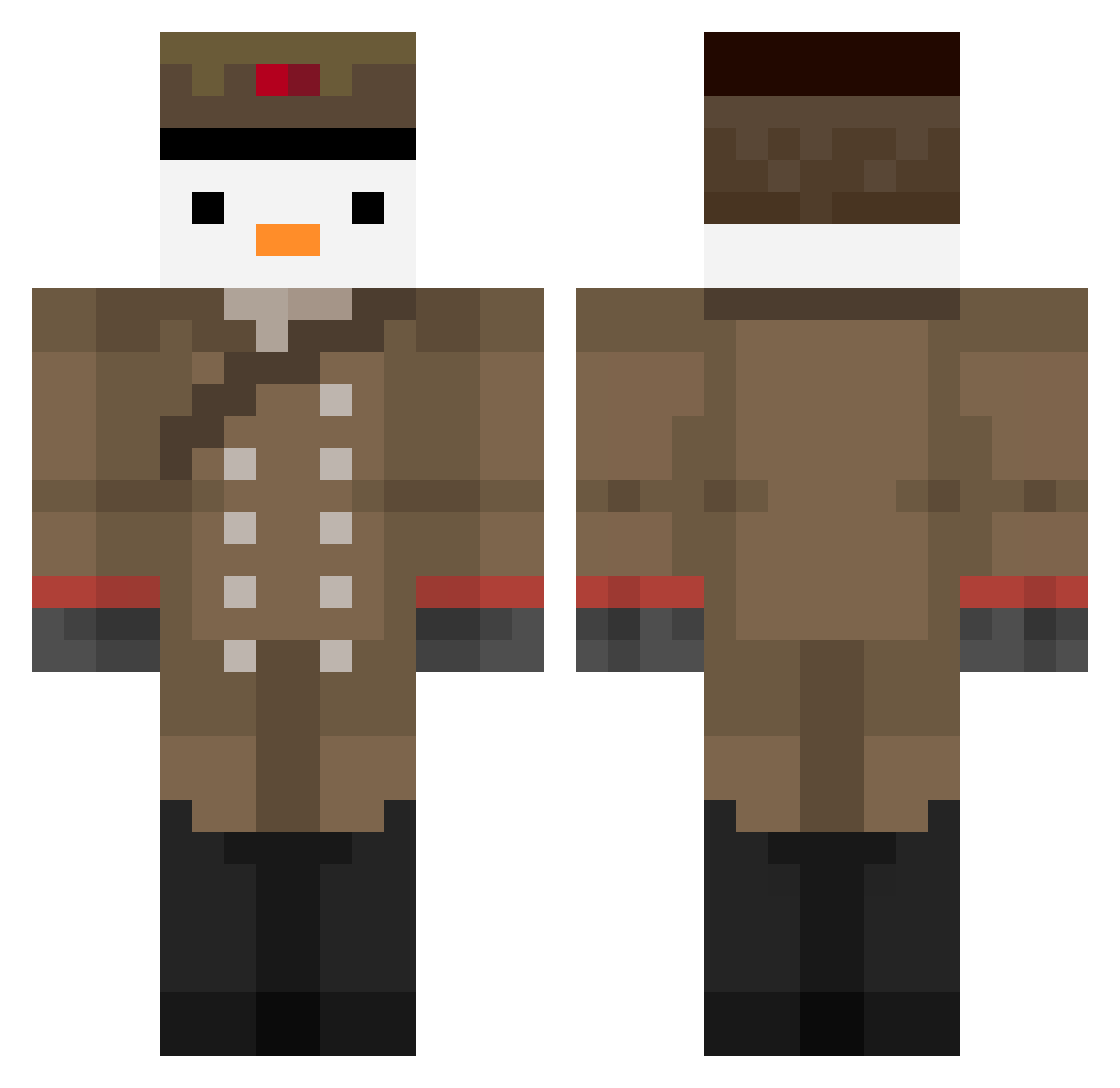 Safona Minecraft skin, front and back view