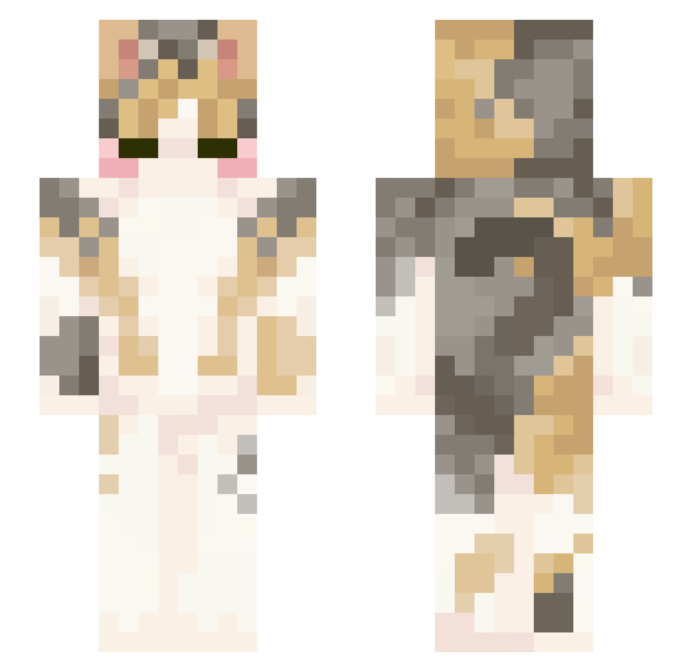 dogelife9000 Minecraft skin, front and back view