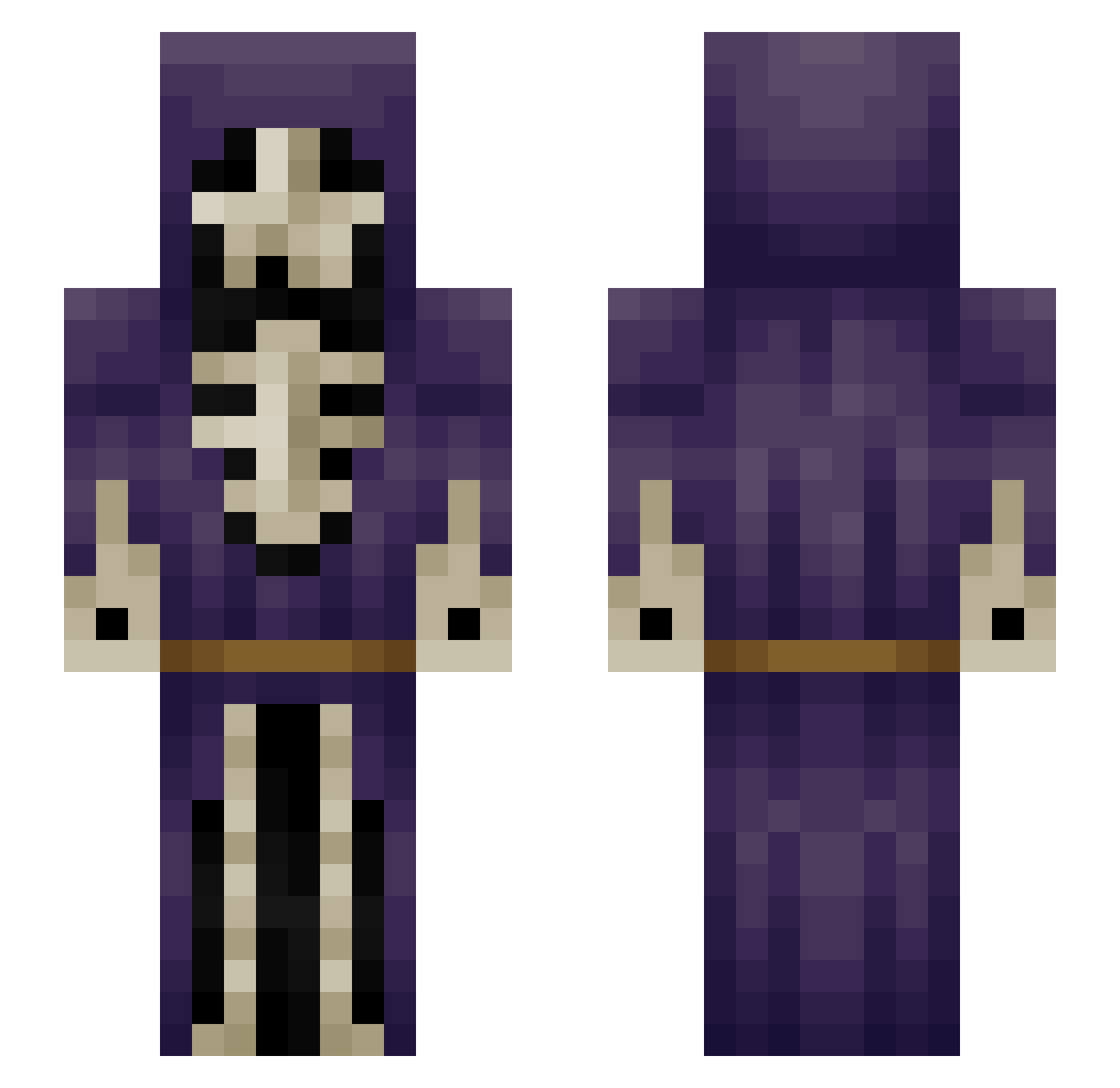 Yagluth Minecraft skin, front and back view