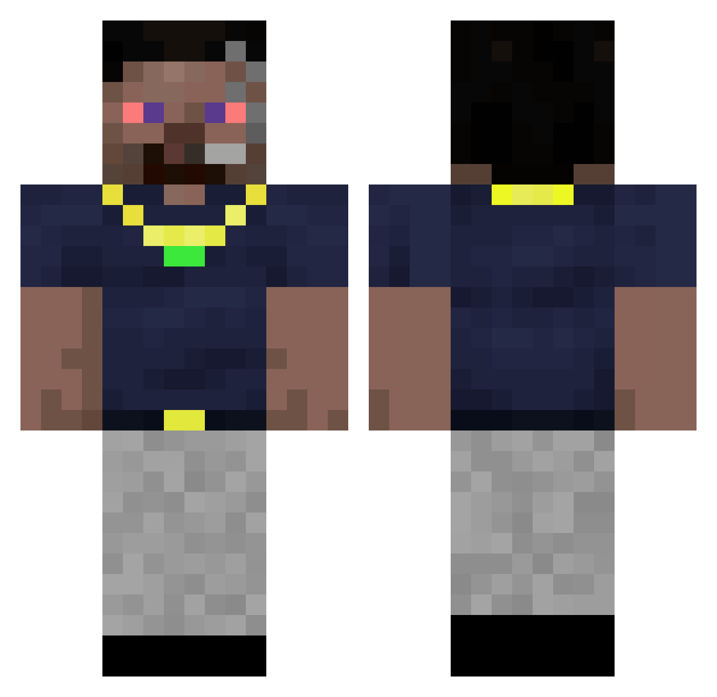 misiomobbyn Minecraft skin, front and back view