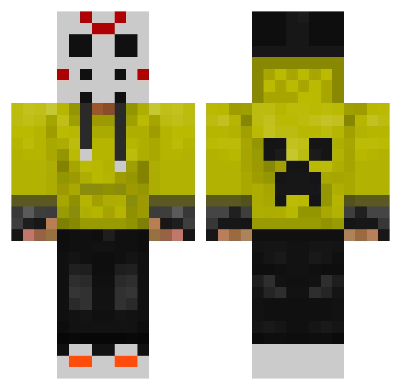 Overplays Minecraft skin, front and back view
