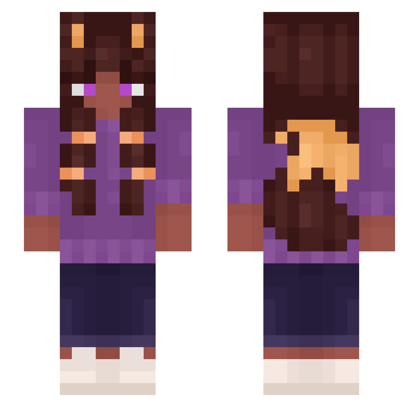 WizardKaulifoxy Minecraft skin, front and back view