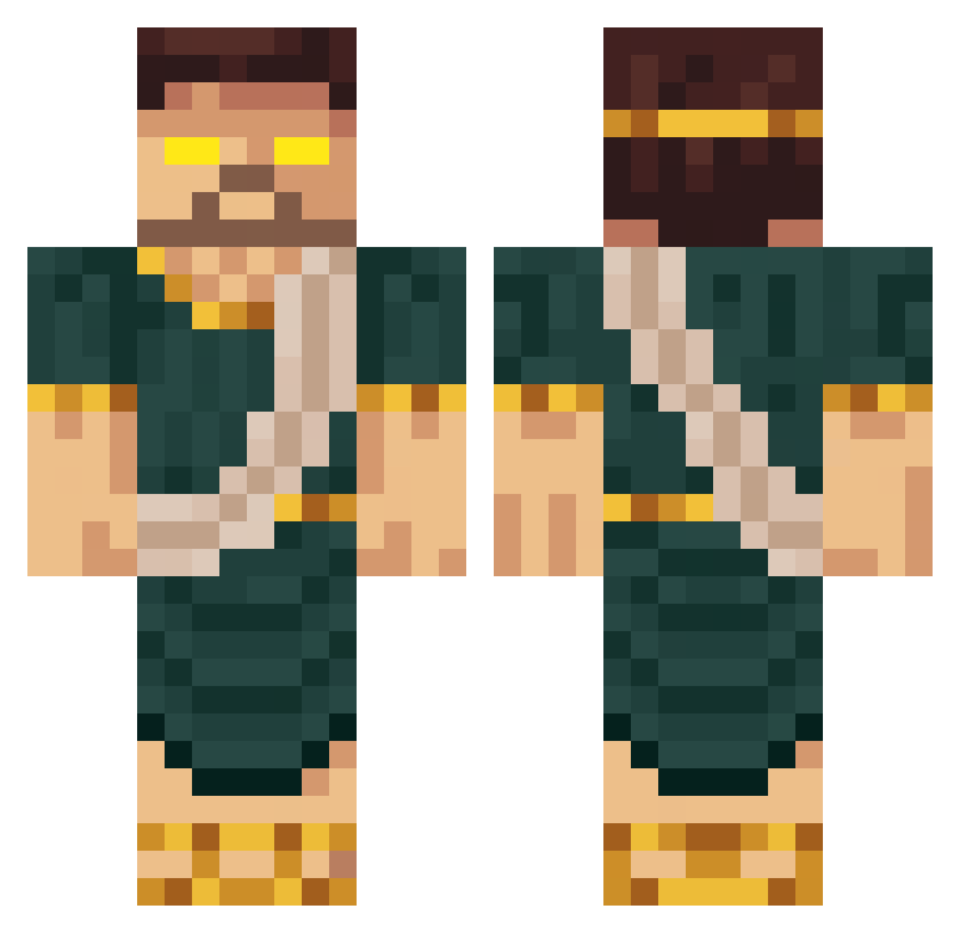 HaCokero Minecraft skin, front and back view