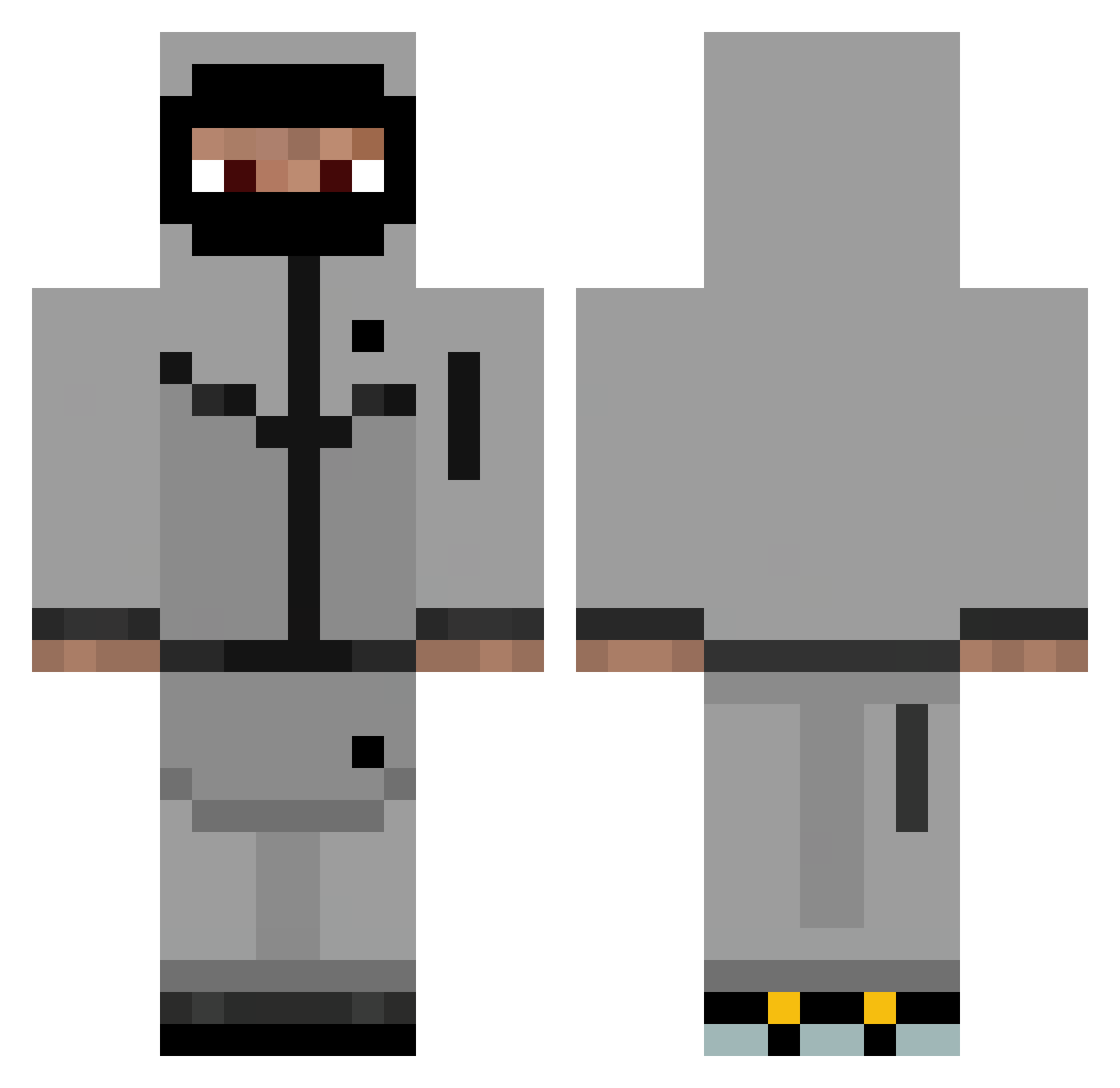 ClutchoLogos Minecraft skin, front and back view
