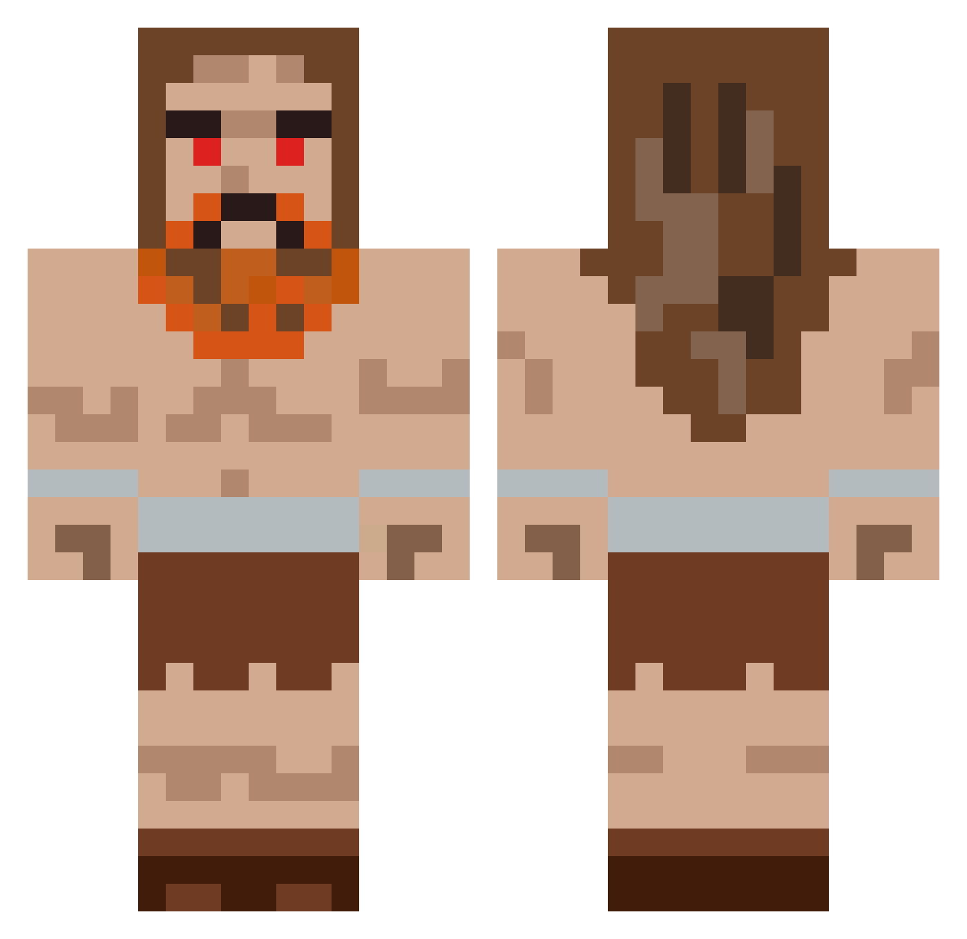Eaver Minecraft skin, front and back view