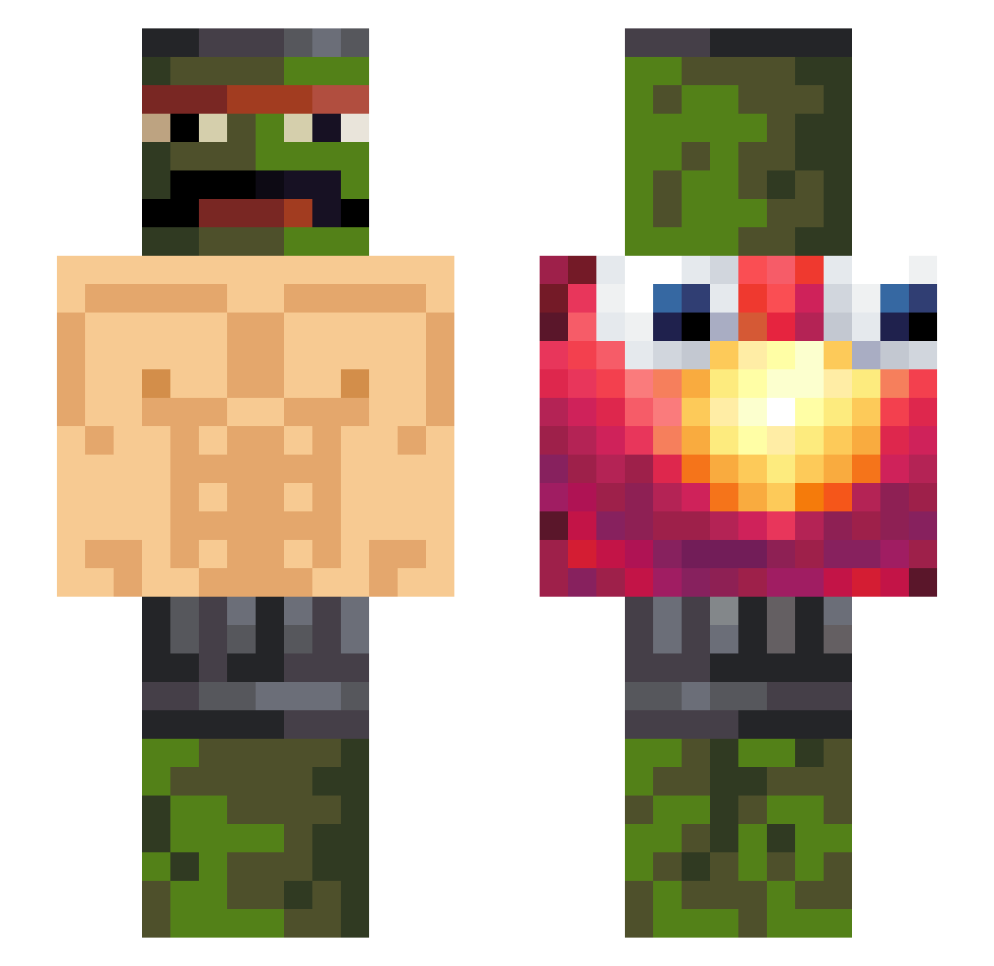 Corbungalo Minecraft skin, front and back view