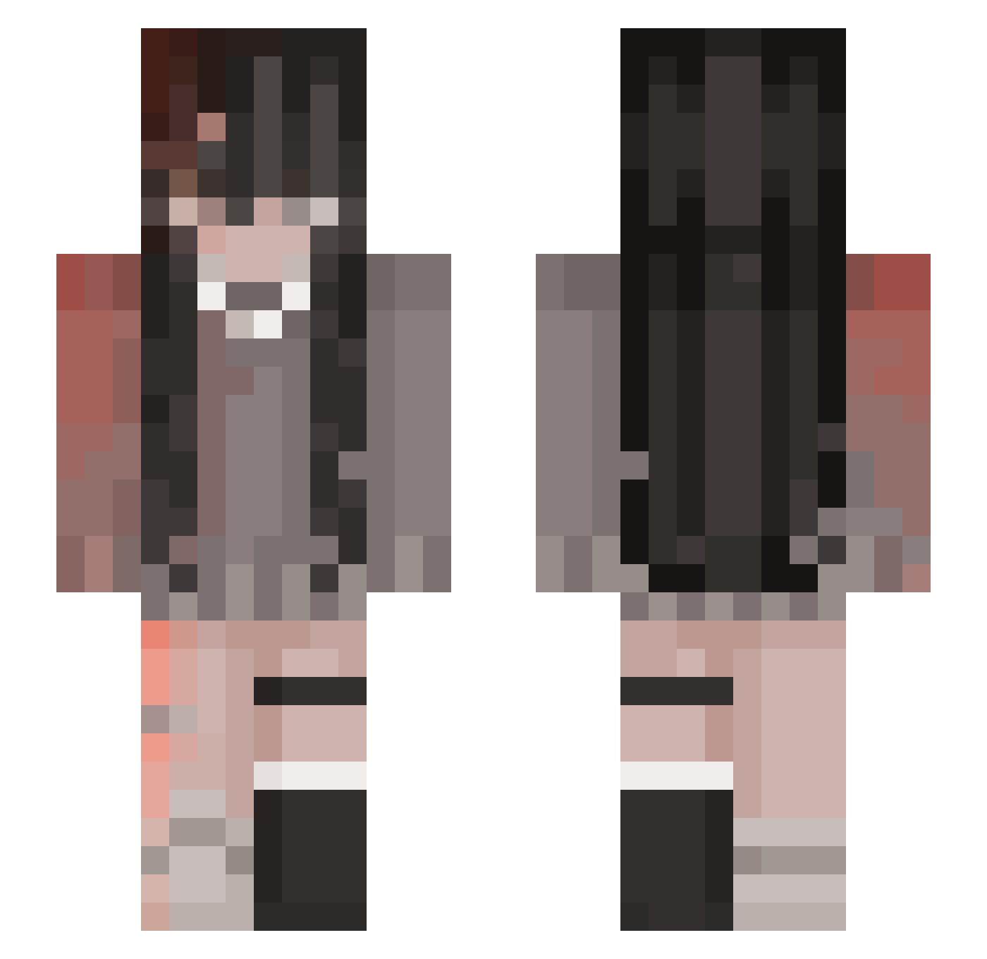 Y0K0o Minecraft skin, front and back view