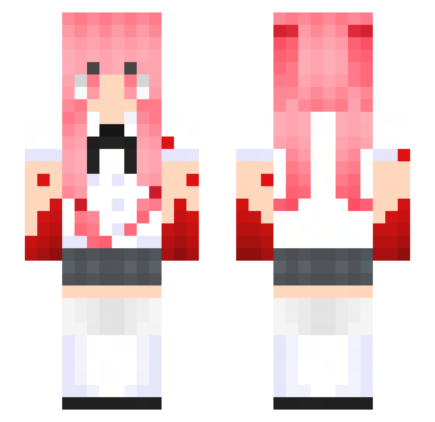 knew Minecraft skin, front and back view