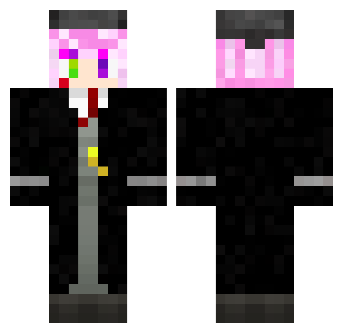 Nonis10 Minecraft skin, front and back view