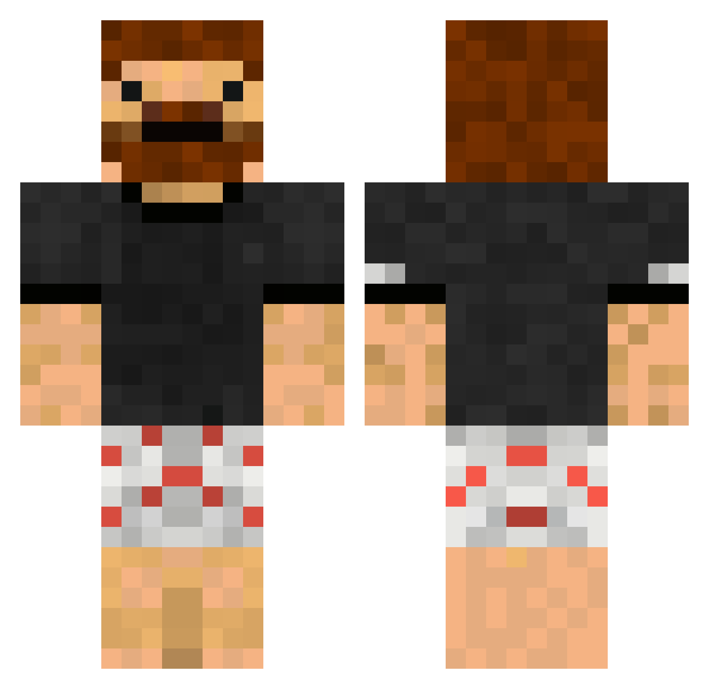 Skadoodle404 Minecraft skin, front and back view