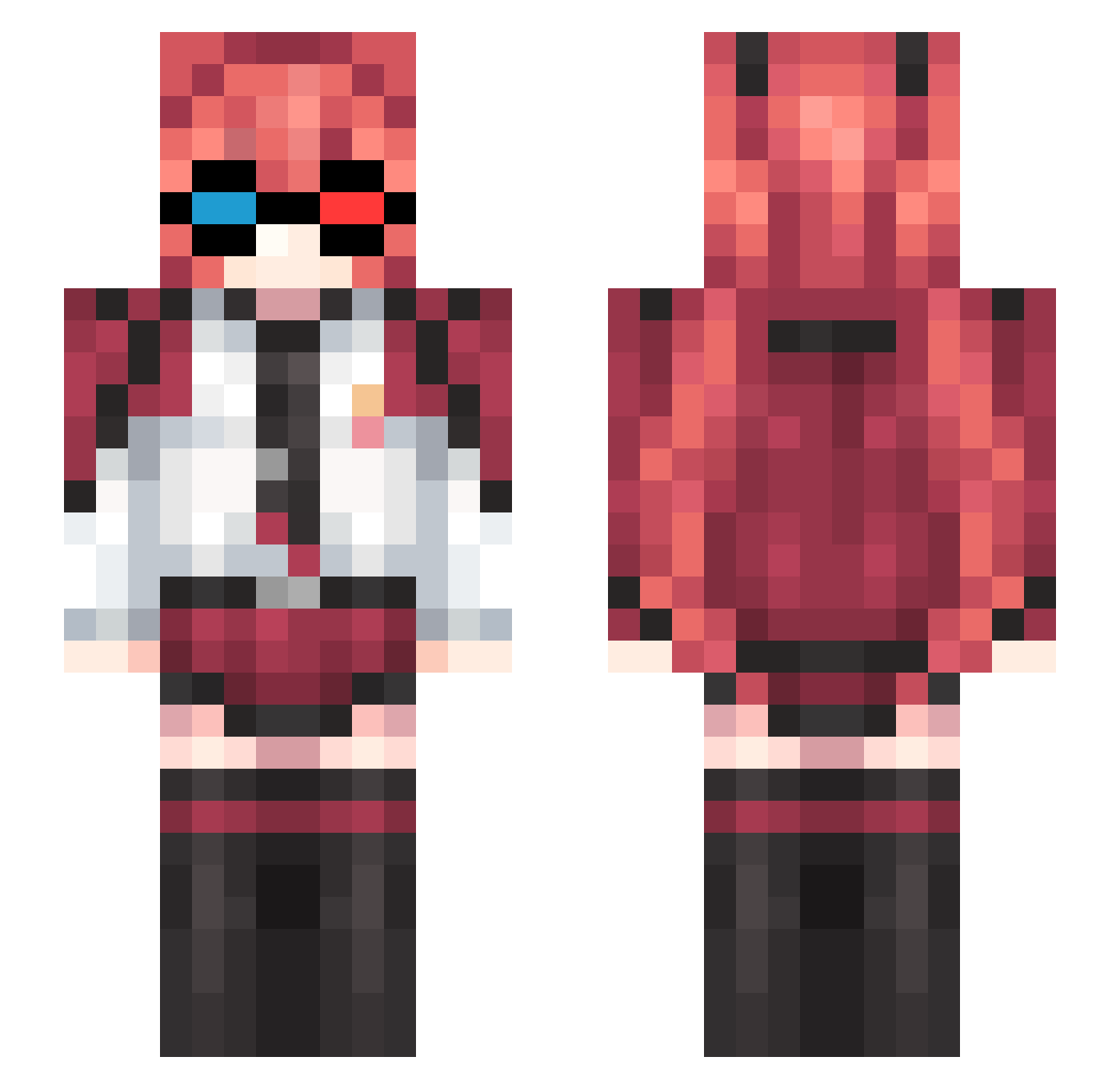 Kamamelle Minecraft skin, front and back view