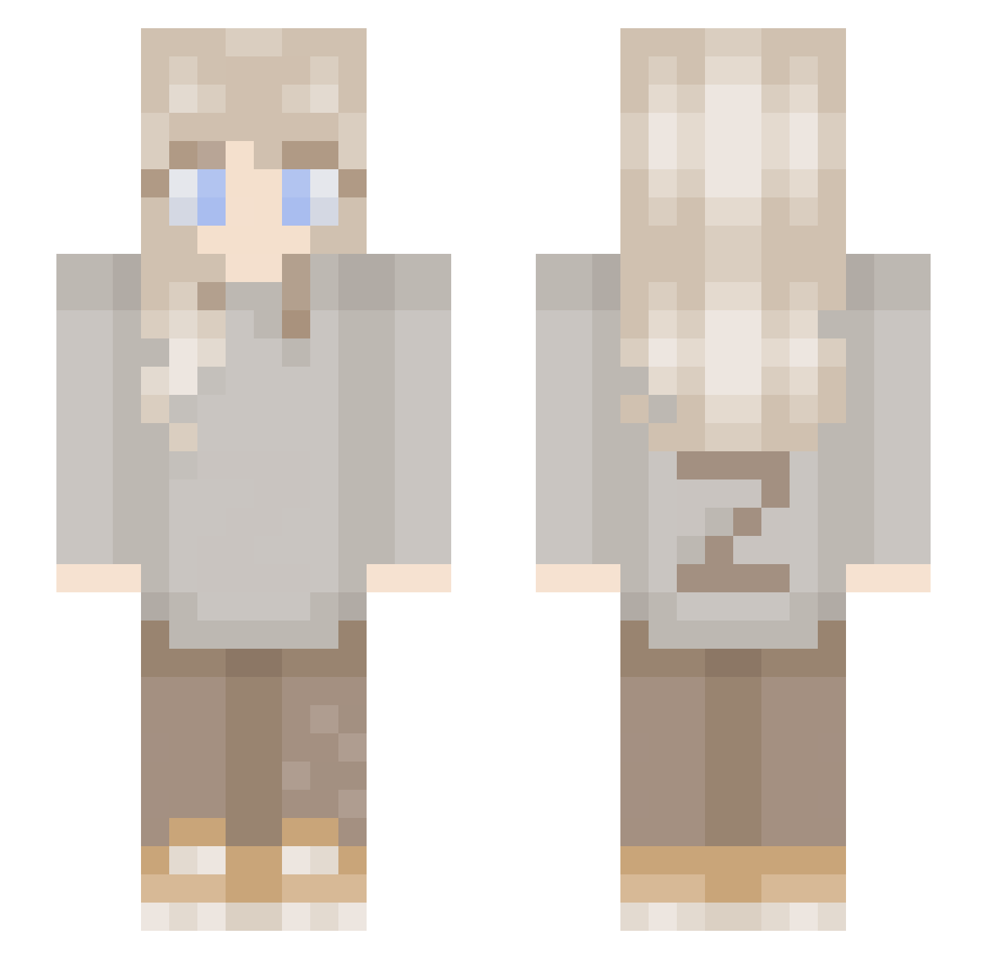 Undaloop Minecraft skin, front and back view