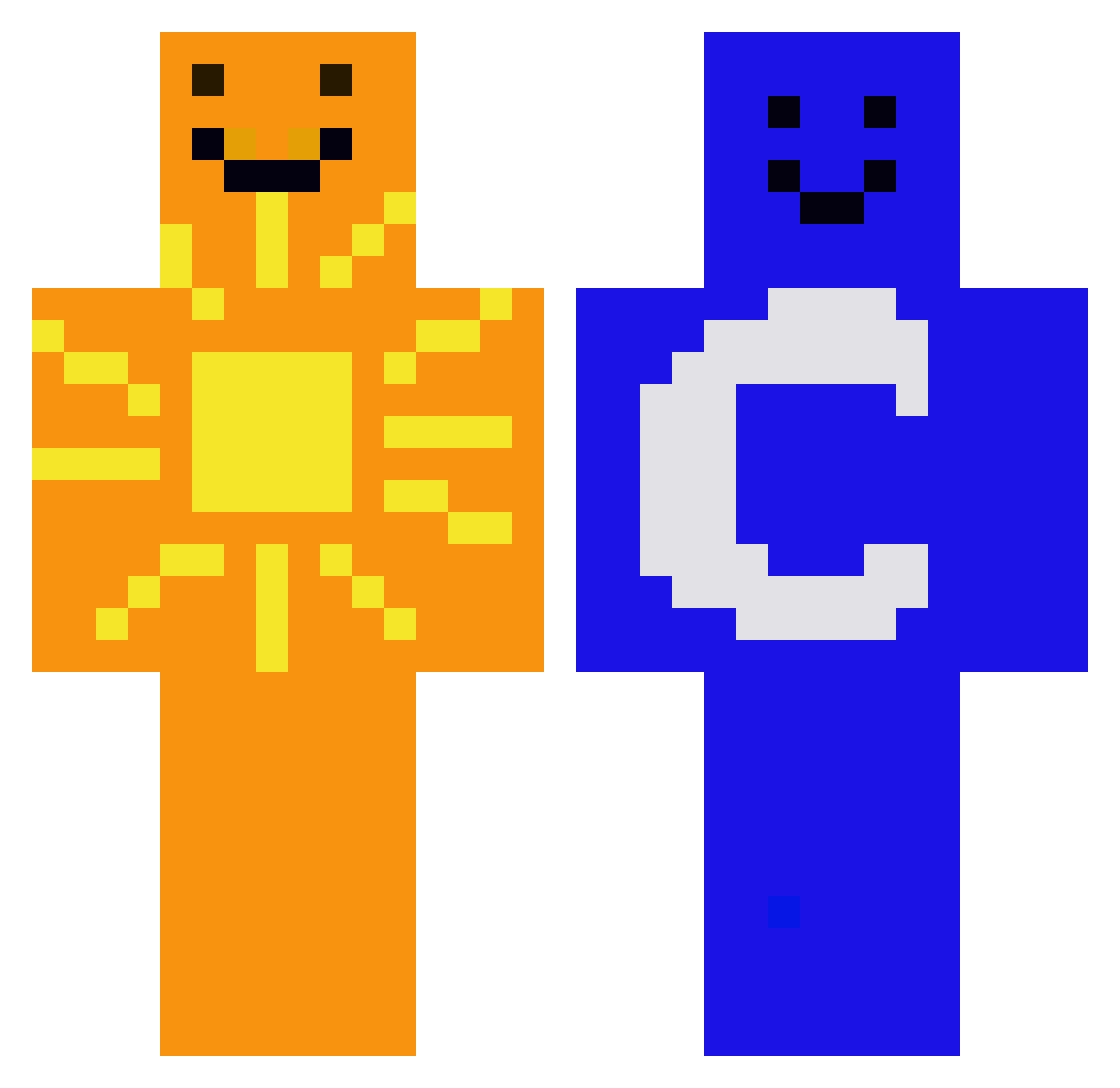 Dye_area Minecraft skin, front and back view