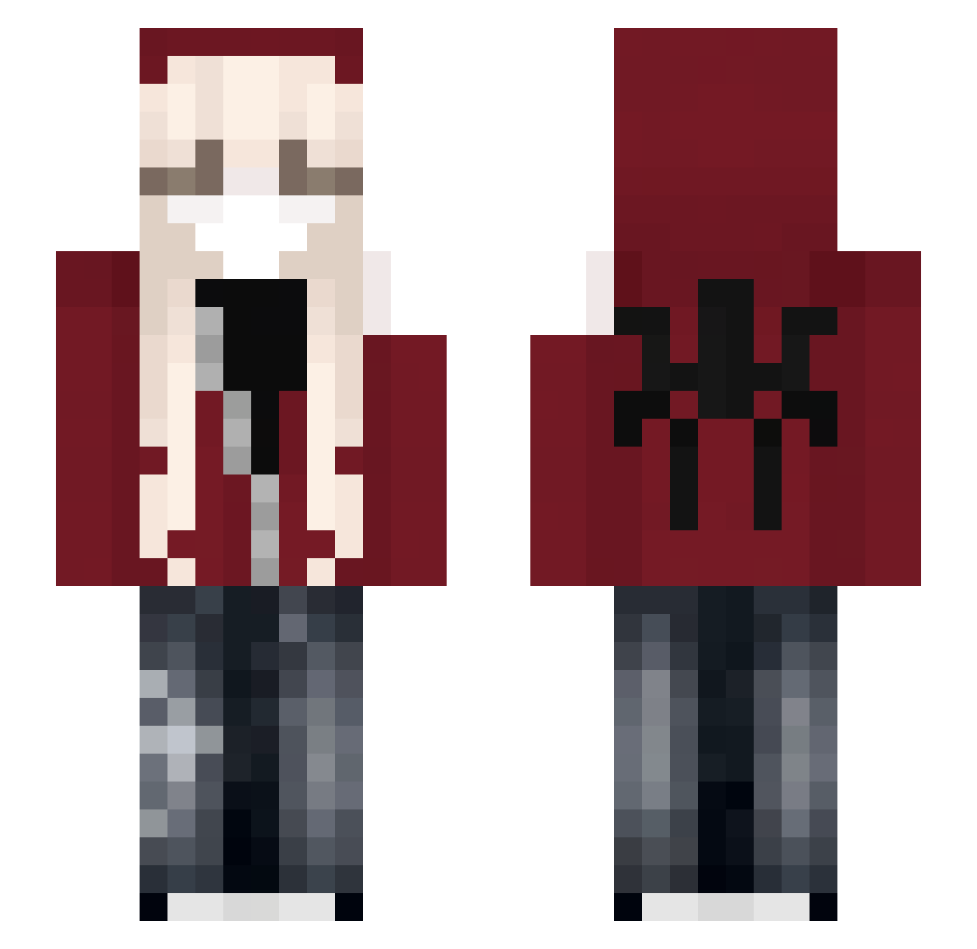 KamiKasso Minecraft skin, front and back view