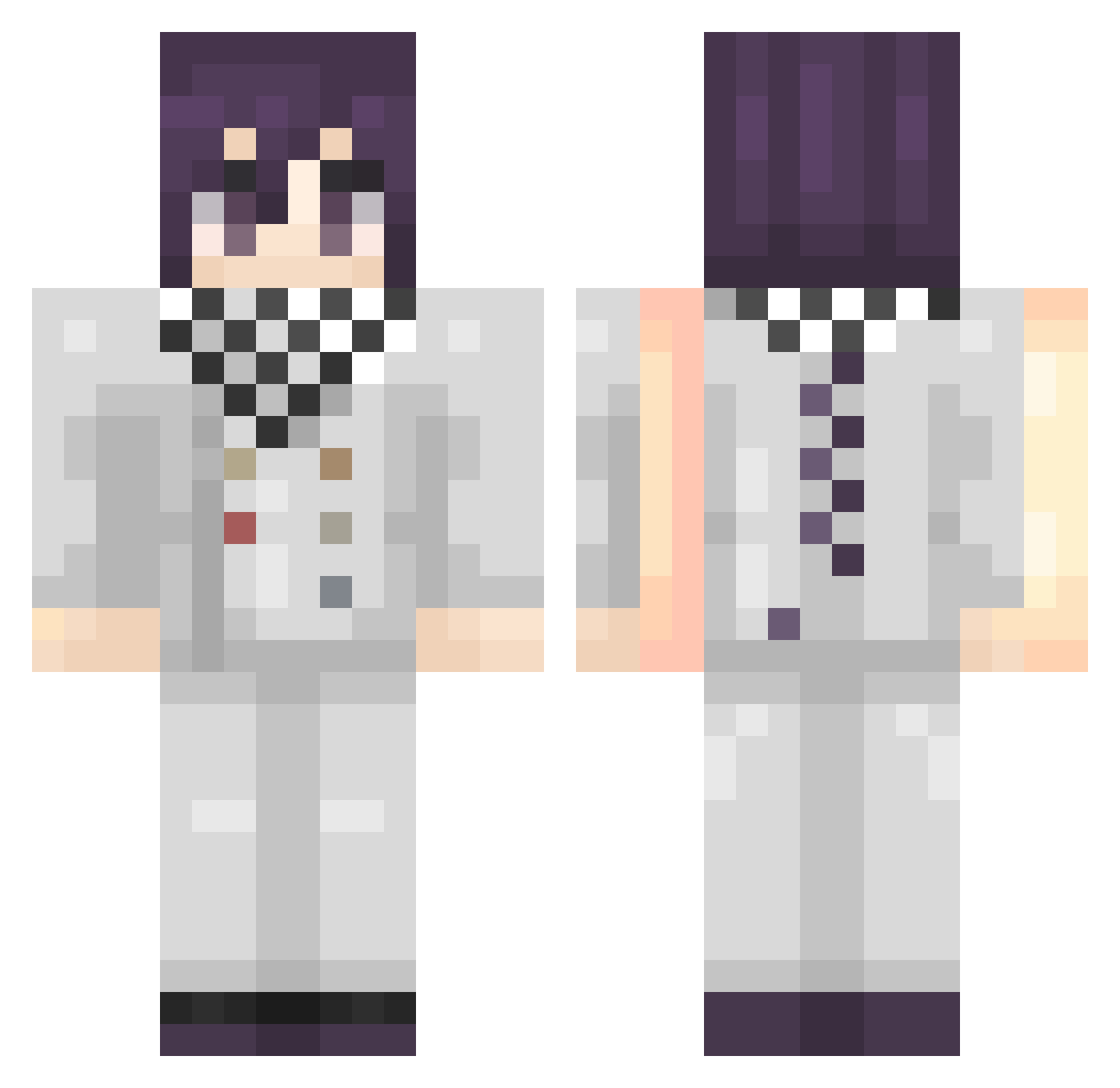 X8ter Minecraft skin, front and back view