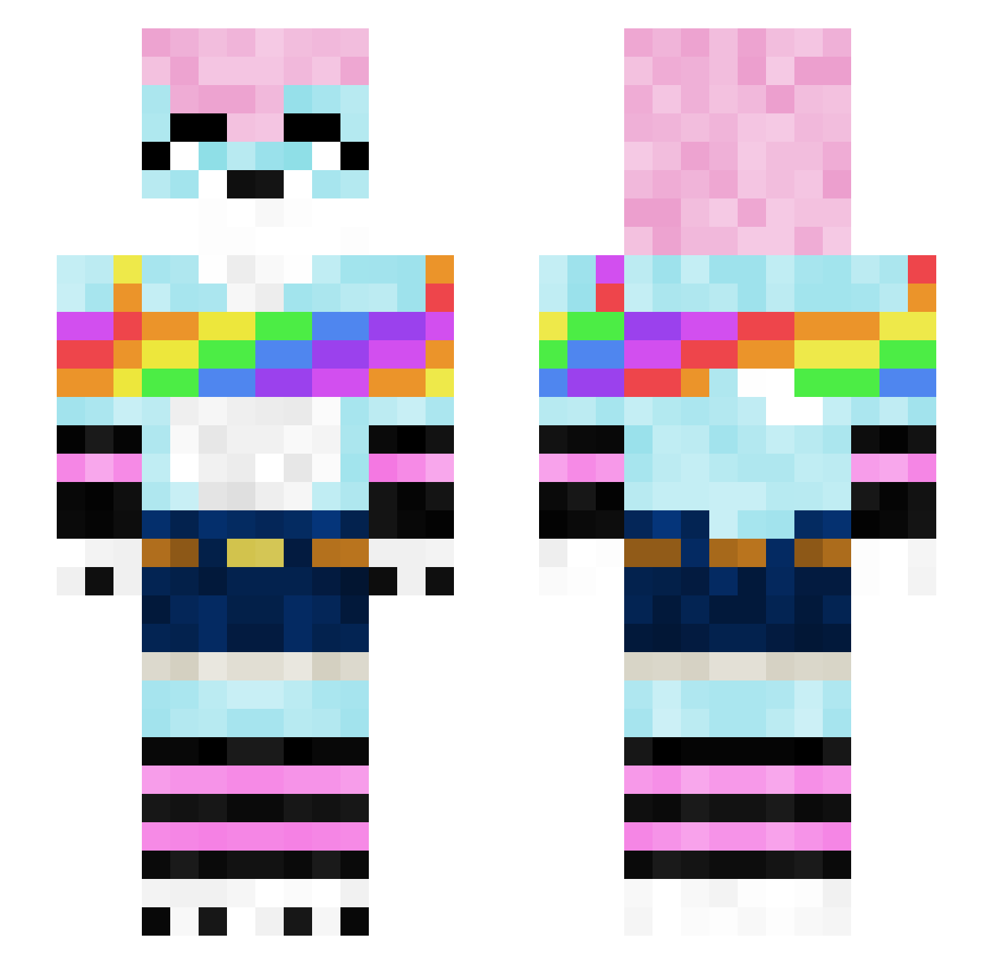 teddylikesmen Minecraft skin, front and back view