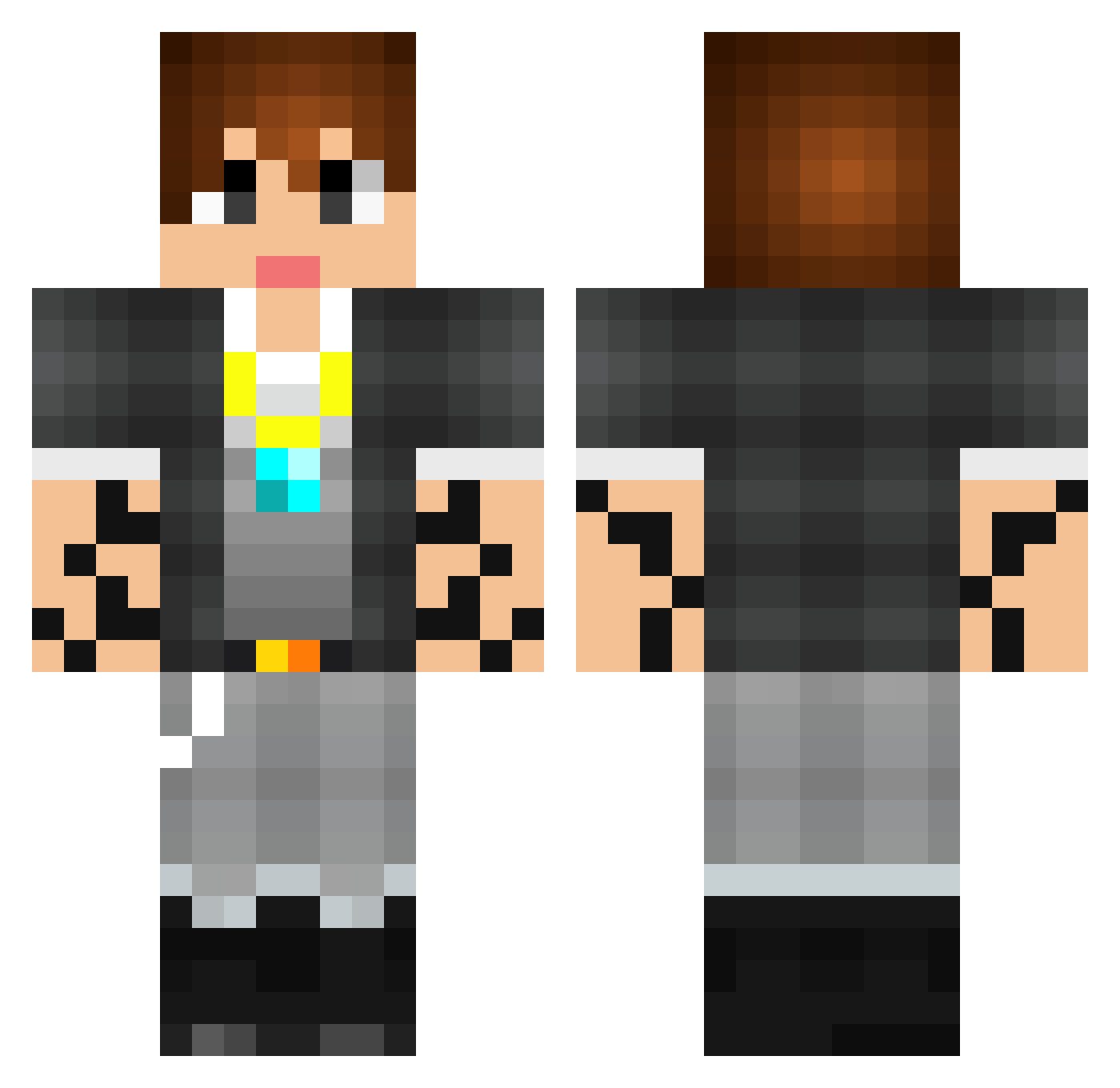 Kcyzxd Minecraft skin, front and back view