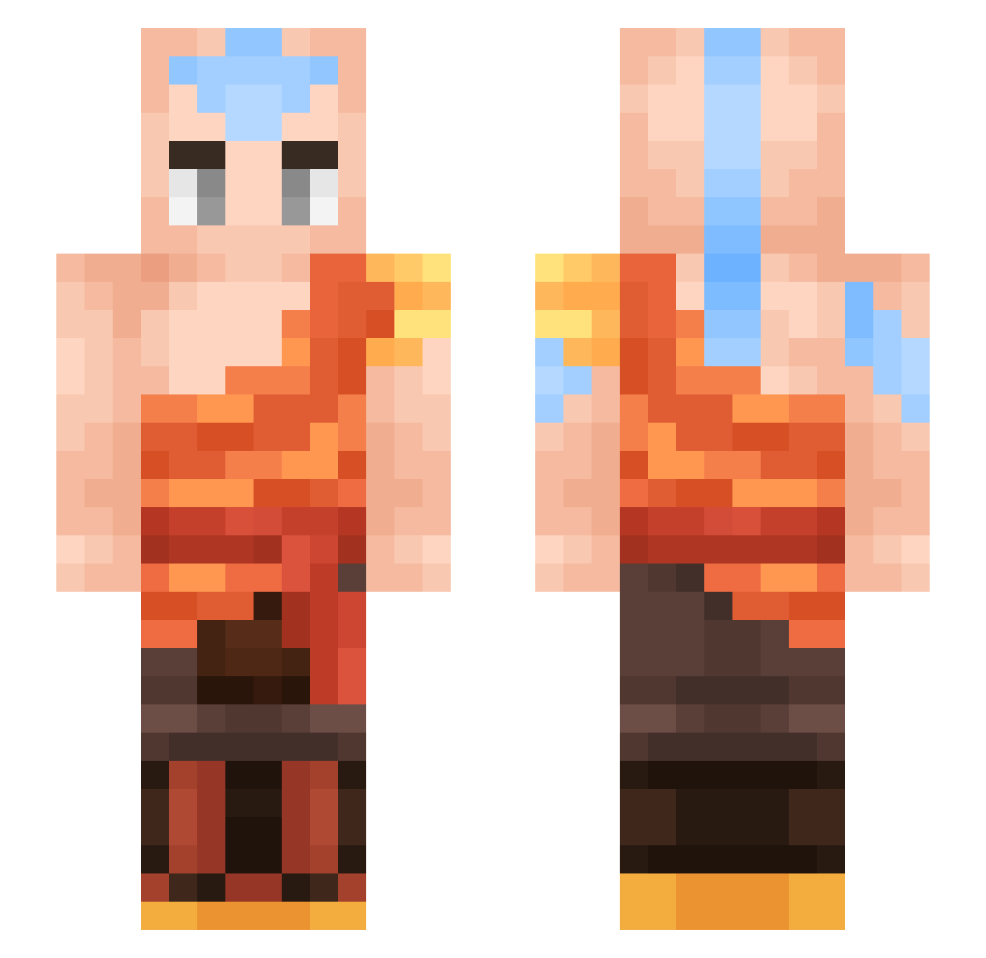 Eisar Minecraft skin, front and back view
