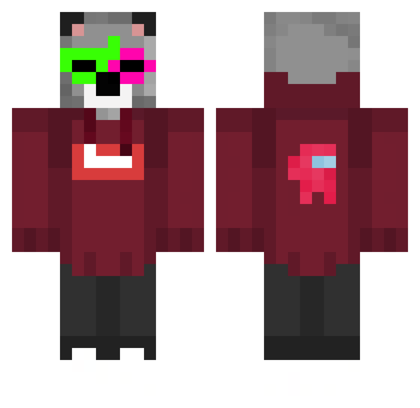 IsmaDMC Minecraft skin, front and back view