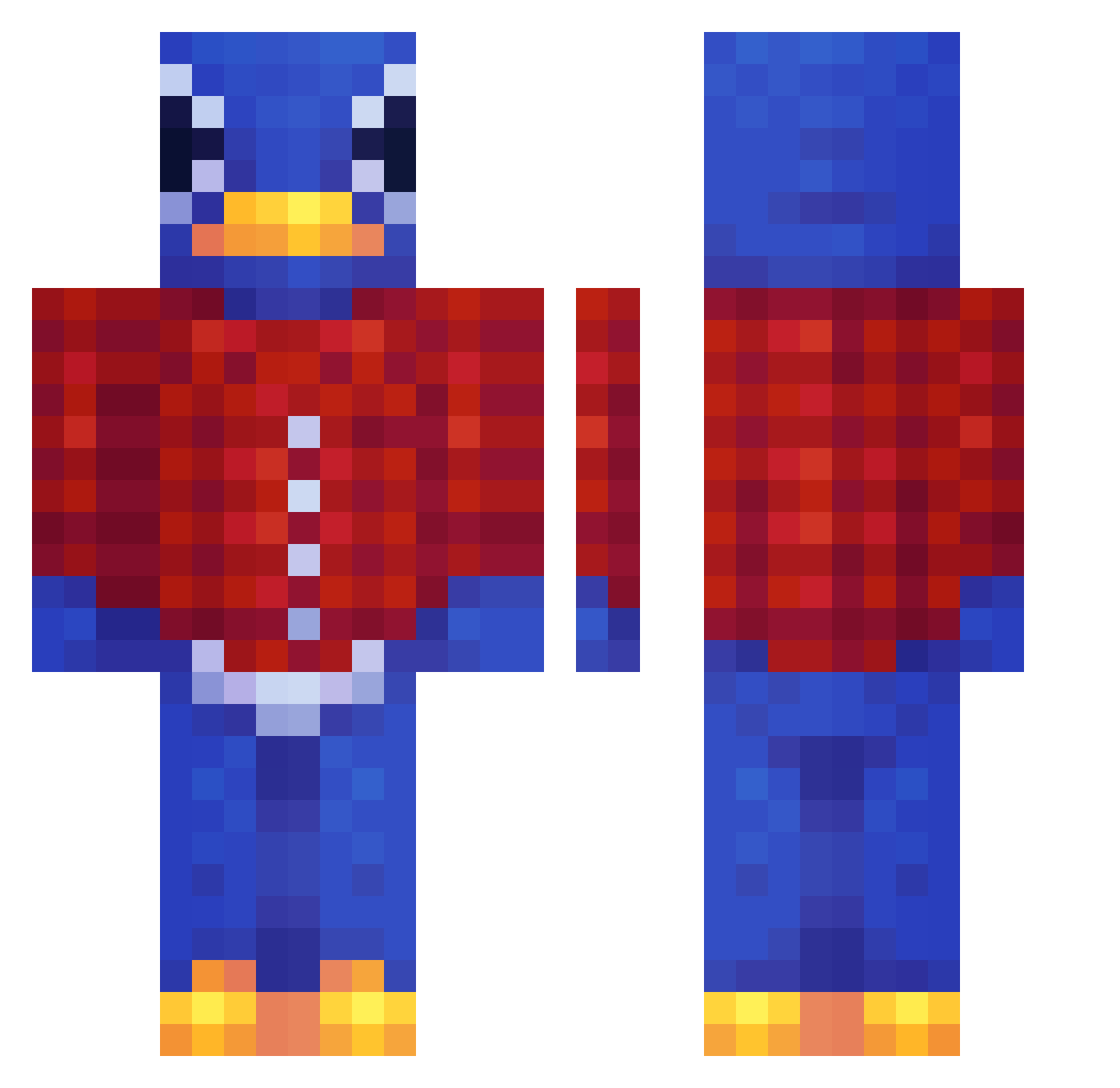 Floskii24 Minecraft skin, front and back view