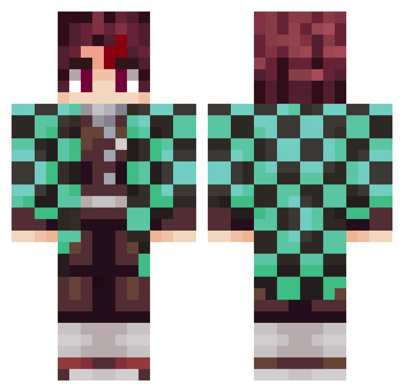 EmeraldAisling Minecraft skin, front and back view