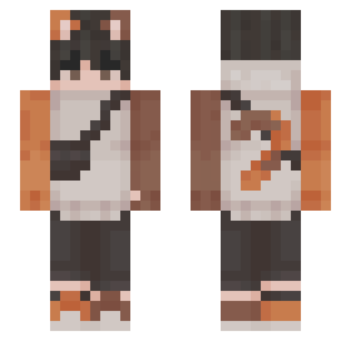 ZackLovesQuacks Minecraft skin, front and back view