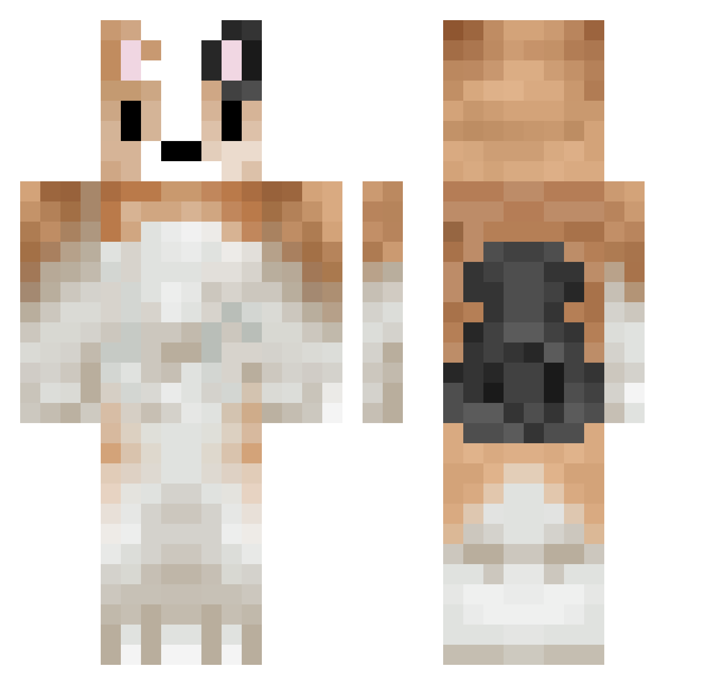 ACuddlyCorgi Minecraft skin, front and back view